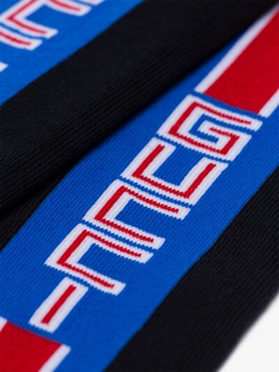 Gucci Lostoron Logo Striped Cotton Blend Socks In Blue