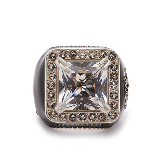 Gucci GG Crystal-embellished Signet Ring in White