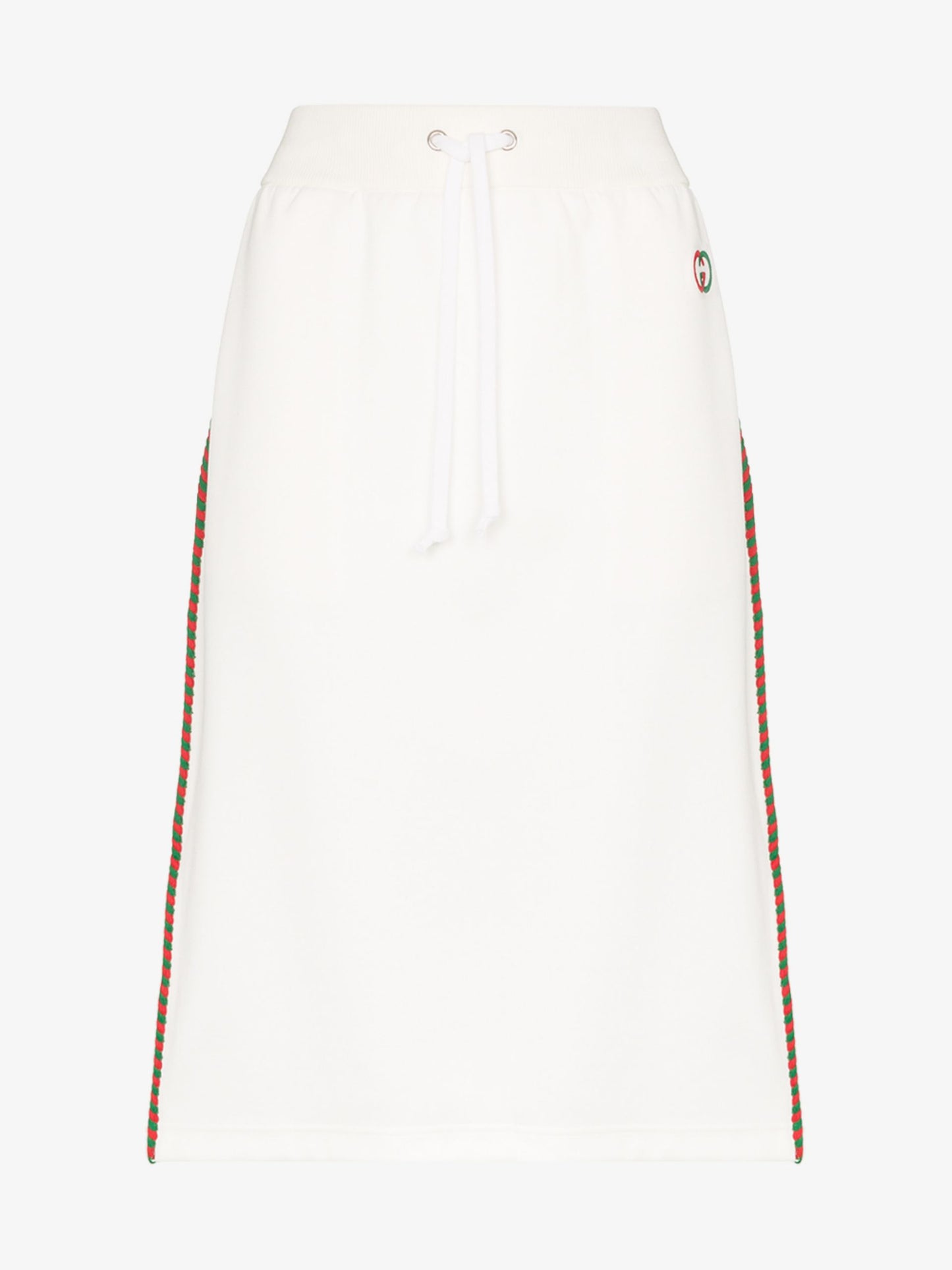 Gucci Technical Drawstring Stripe Logo Midi Skirt In White