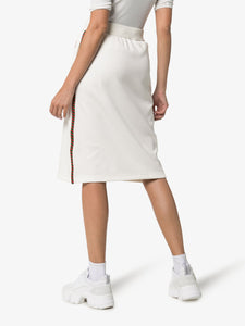 Gucci Technical Drawstring Stripe Logo Midi Skirt In White