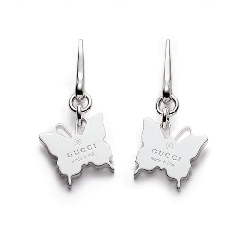 Gucci Butterfly Drop Earrings in Sterling Silver