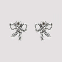 Load image into Gallery viewer, Gucci Silver-tone Crystal Bow Stud Earrings