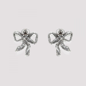 Gucci Silver-tone Crystal Bow Stud Earrings