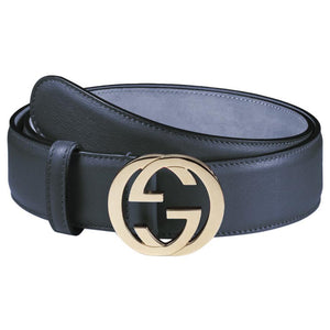 Gucci Interlocking GG Calfskin Belt in Cobalt Blue