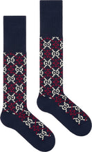 Load image into Gallery viewer, Gucci GG Diamond Socks in Navy/ Ivory