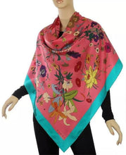 Load image into Gallery viewer, Gucci Flora Gothic Print Silk Scarf in Pink