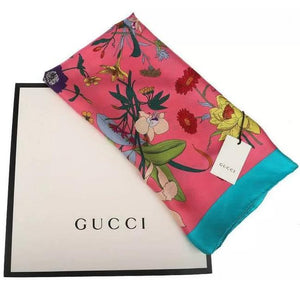 Gucci Flora Gothic Print Silk Scarf in Pink