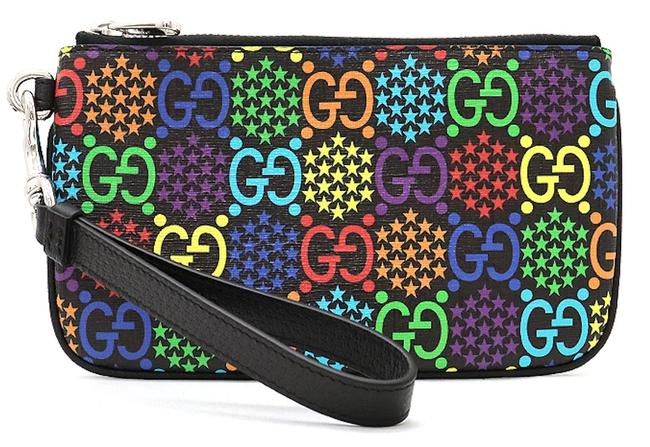 Gucci Wristlet Zip Pouch Blooms Print GG Coated Canvas Small Blue 2384511