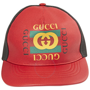 Gucci Unisex Logo Print Leather Baseball Hat