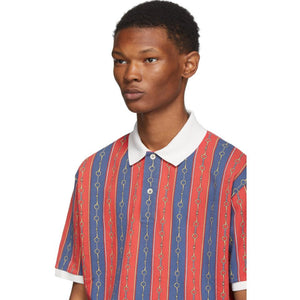 Gucci Horse-bit Chain Print Polo Shirt in Red