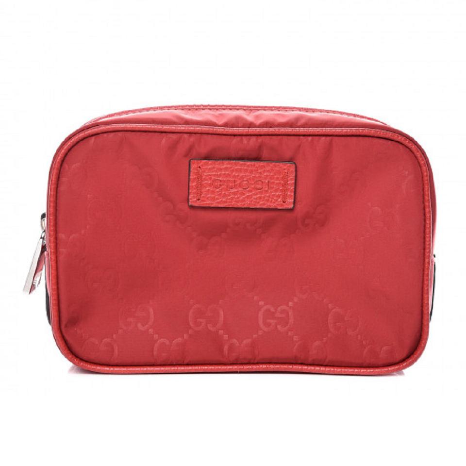 Gucci GG Guccissima Nylon Cosmetic Bag in Red