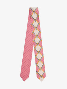 Gucci Snake and Rhombus Print Neck Bow in Pink