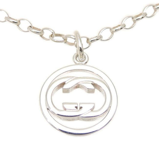 Gucci Framed Interlocking G Logo Necklace in Sterling Silver