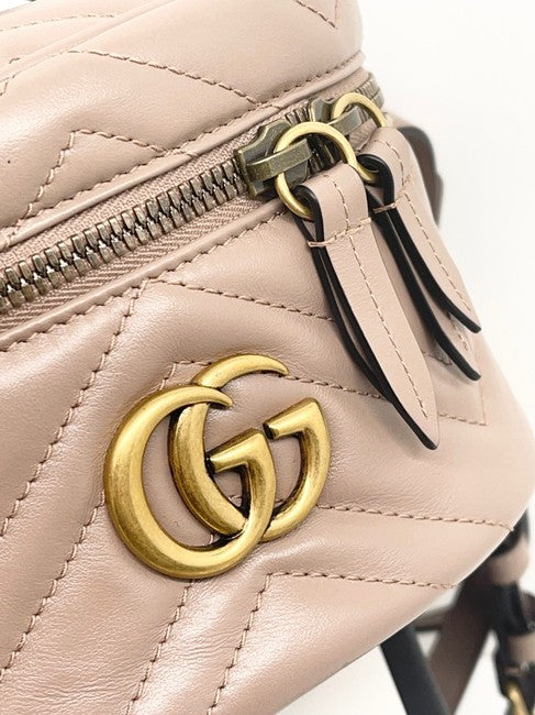 Gucci Beige Matelassé Leather Mini GG Marmont Camera Bag Gucci