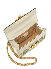 Load image into Gallery viewer, Gucci Small Floral Embroidered Padlock Shoulder Bag in White