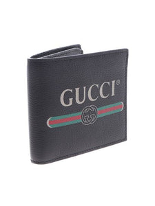 Gucci Printed Logo Leather Wallet In Black