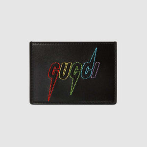 Gucci Blade Embroidered Card Case in Black