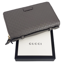 Load image into Gallery viewer, Gucci Microguccissma Double Zip Travel Wallet Bag in Gray