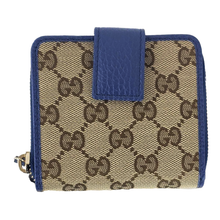 Load image into Gallery viewer, Gucci Original GG Canvas French Wallet in Beige and Caspian Blue