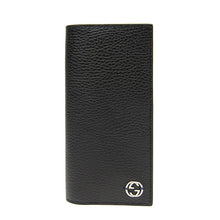 Load image into Gallery viewer, Gucci GG Black Long Fold Wallet with Yellow Interior