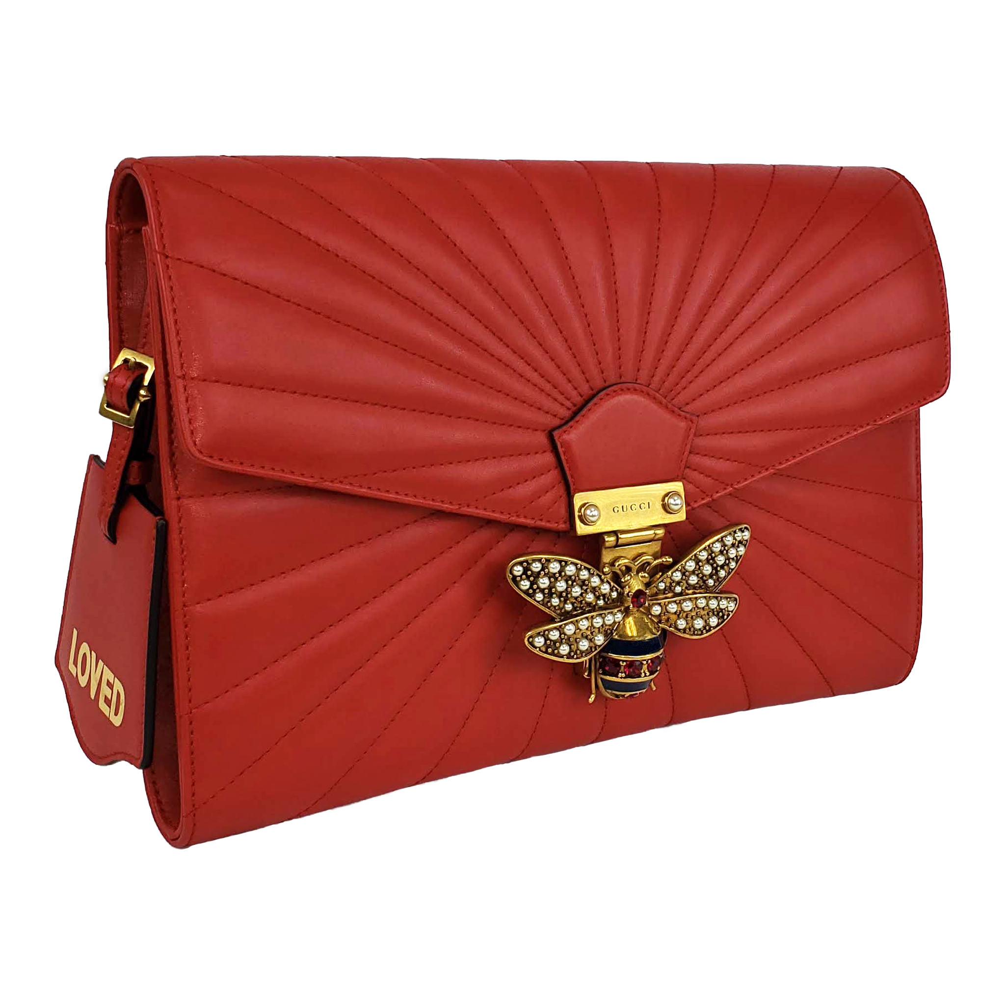 Gucci Bag Red Leather Web Stripe Bee Camera Handbag 2 Way Shoulder  Crossbody | eBay