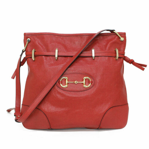 Gucci Interlocking GG 1955 Horsebit Collection Shoulder Bag in Red Leather