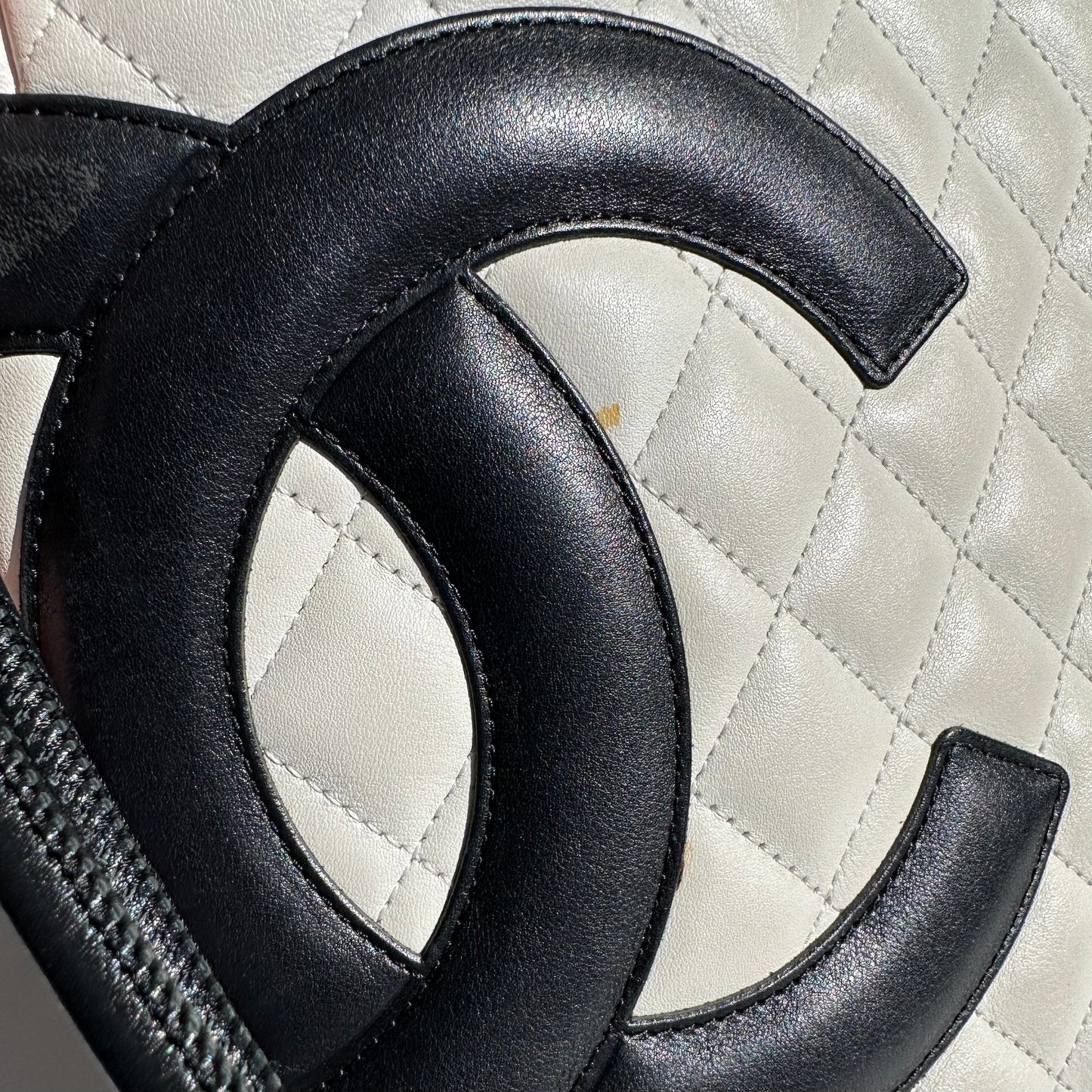 PREOWNED Rare Authentic Chanel Cambon White Crossbody Bag