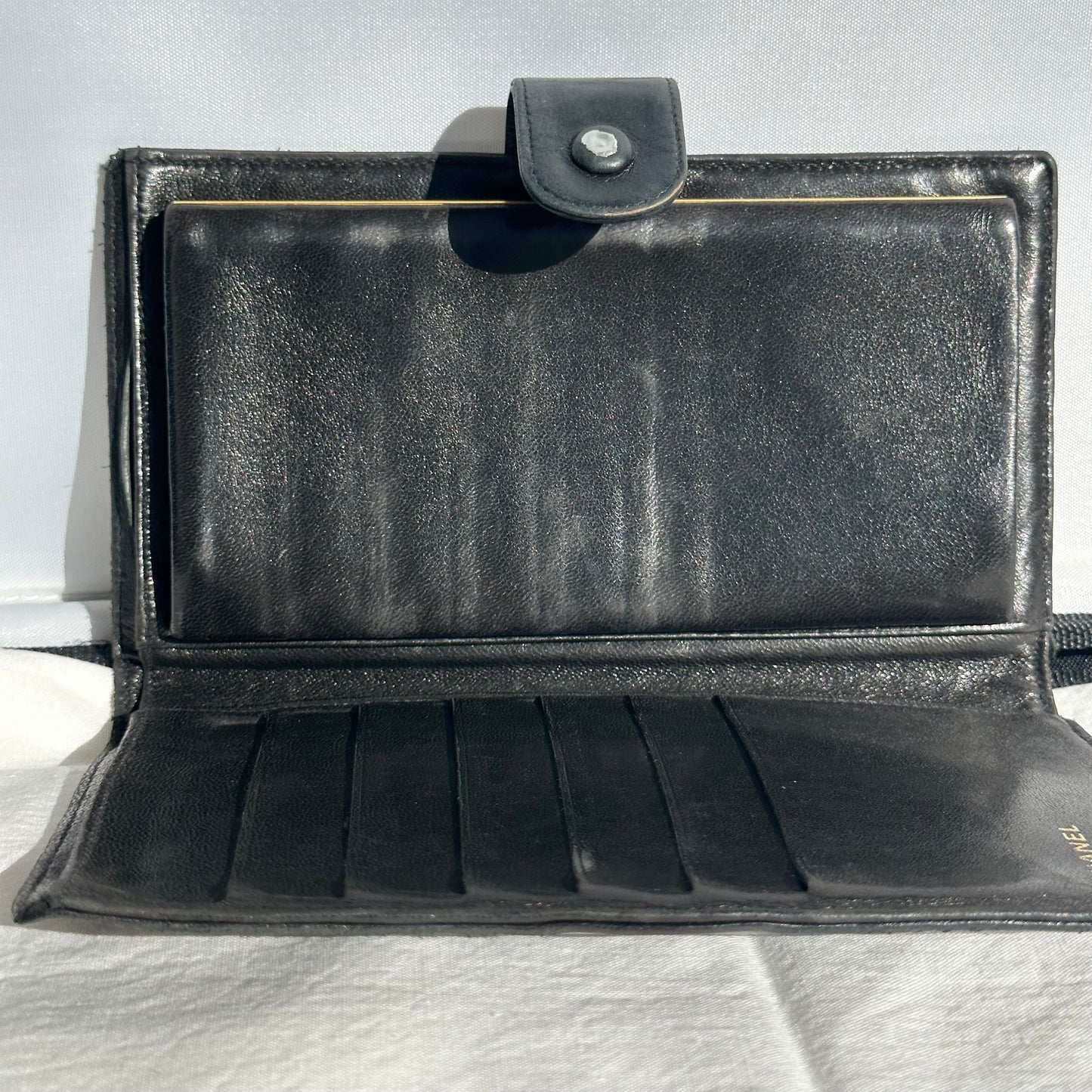 PREOWNED Chanel Long Leather Wallet in Black