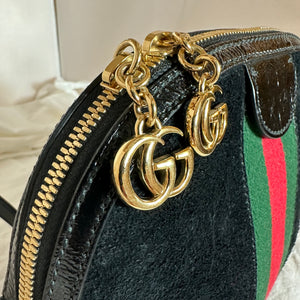 Gucci Ophidia GG Small Suede Shoulder Bag in Black