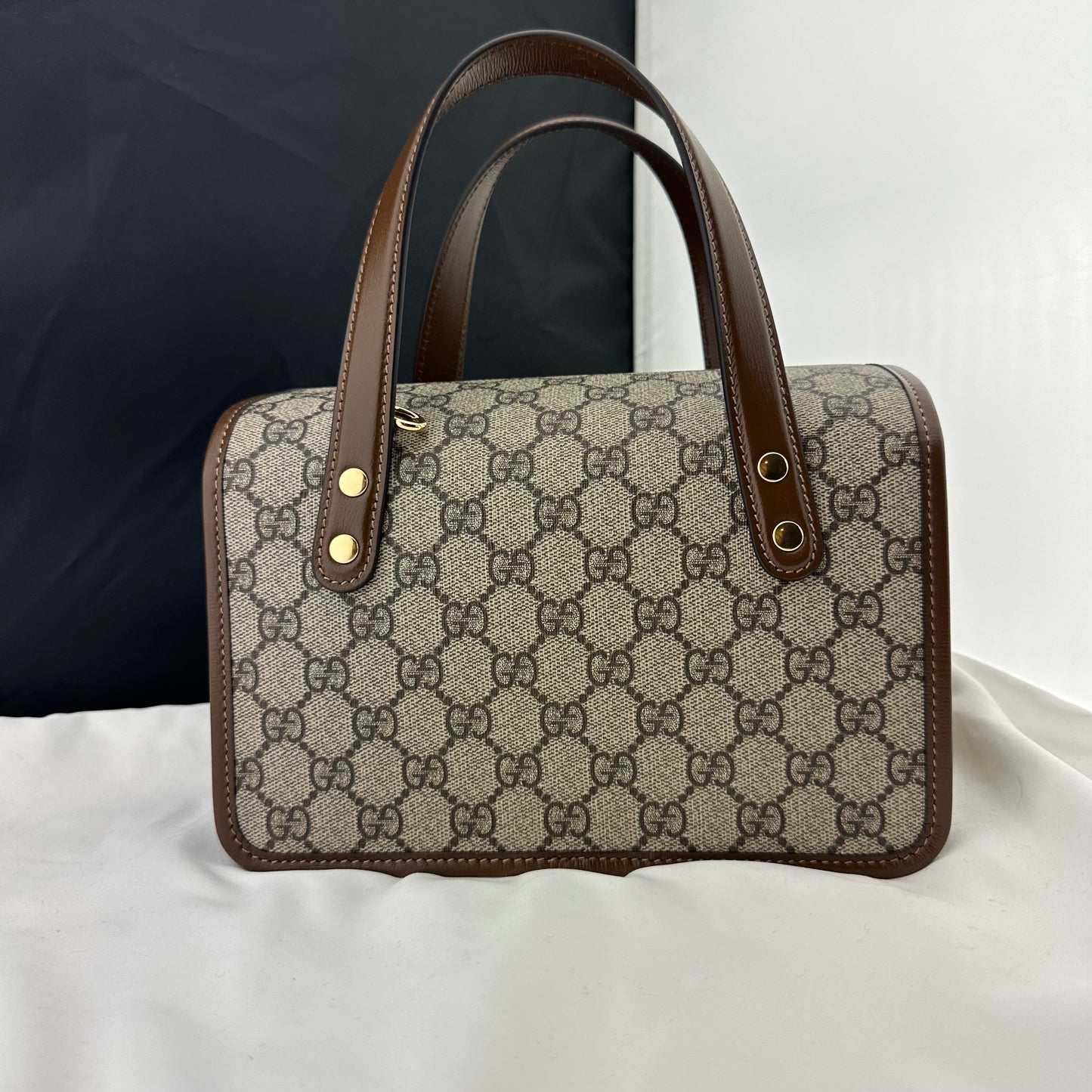 Gucci Horsebit 1955 GG Mini Top Handle Bag in Brown