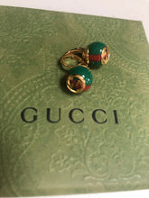 Load image into Gallery viewer, GUCCI Green Red Web Striped Earrings