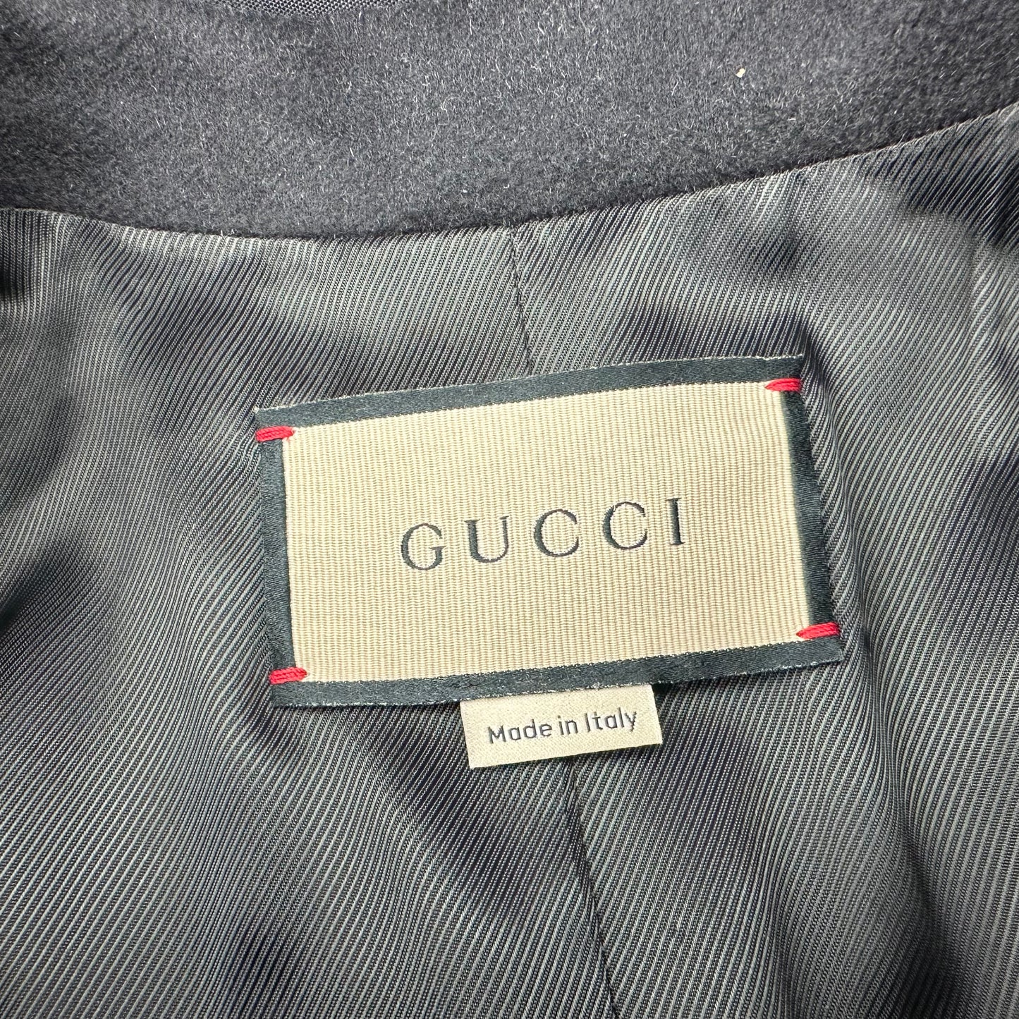Gucci Black Wool Coat with Interlocking GG Buttons