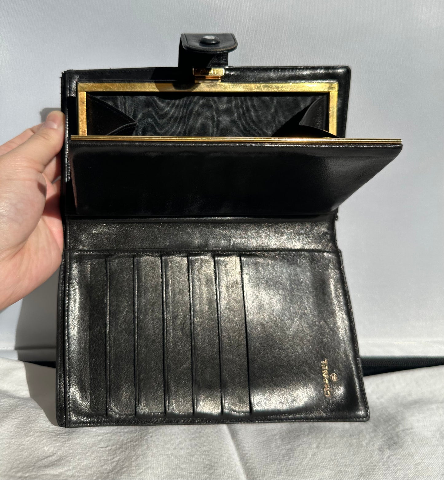 PREOWNED Chanel Long Leather Wallet in Black