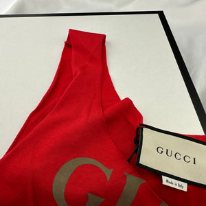 Gucci Vintage Logo Print Red Tank Top