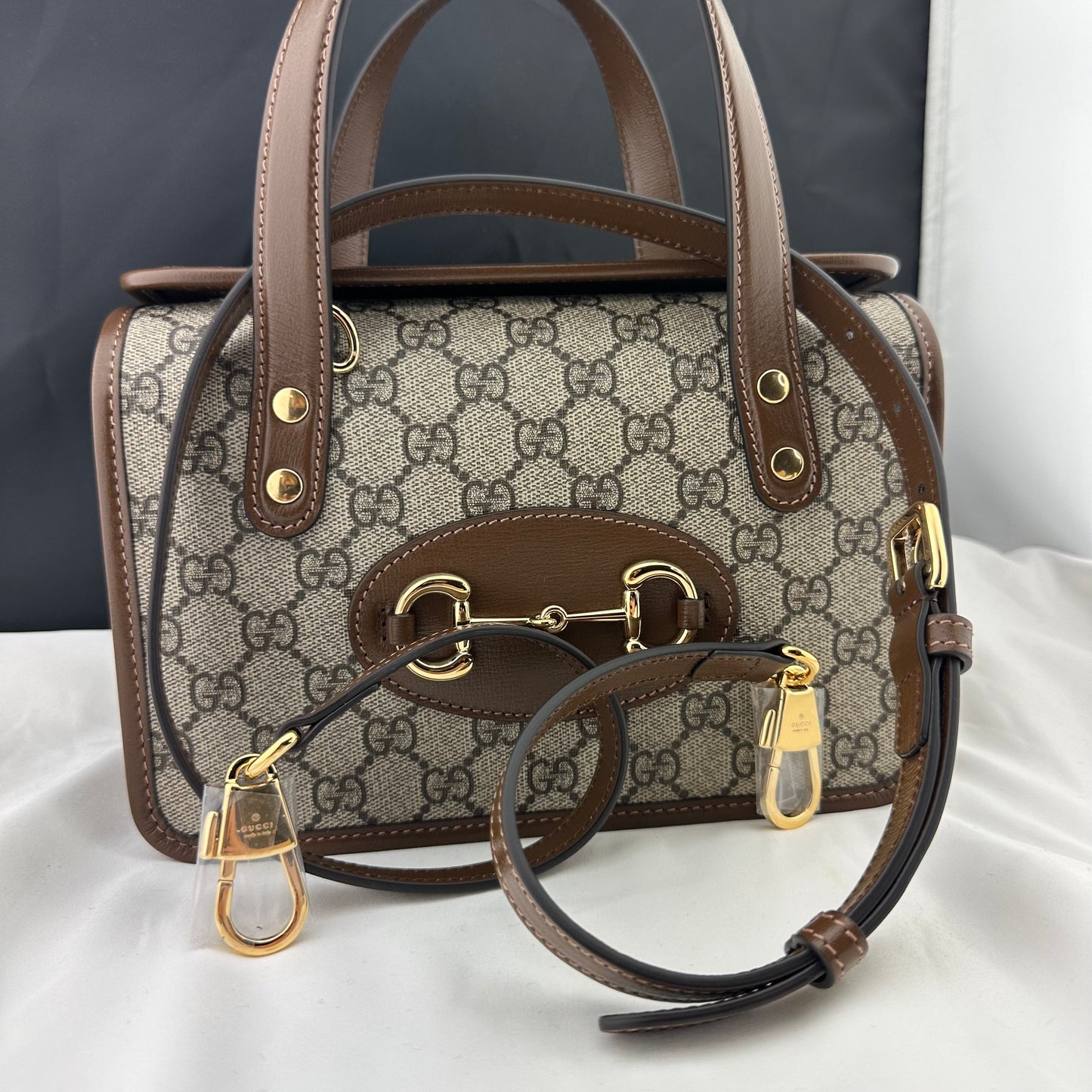 Gucci Horsebit 1955 GG Mini Top Handle Bag in Brown
