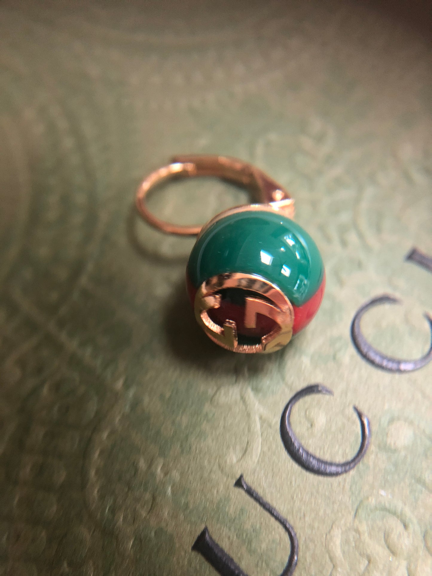 GUCCI Green Red Web Striped Earrings