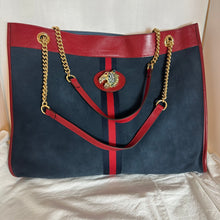 Load image into Gallery viewer, Gucci Rajah Suede Large Tote Bag in Blue