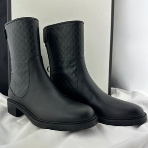 Gucci Black Leather Microguccissima Ankle Boots