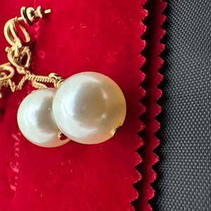 Salvatore Ferragamo Gancini Chain Drop Earrings With Pearl In Gold