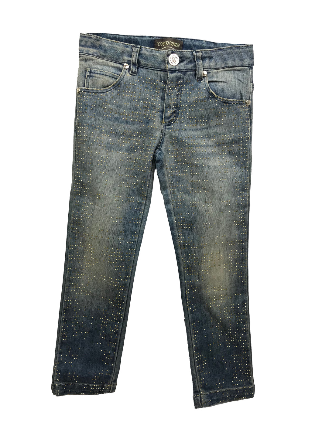 Roberto Cavalli Girl Studded Denim Jeans with adjustable waist