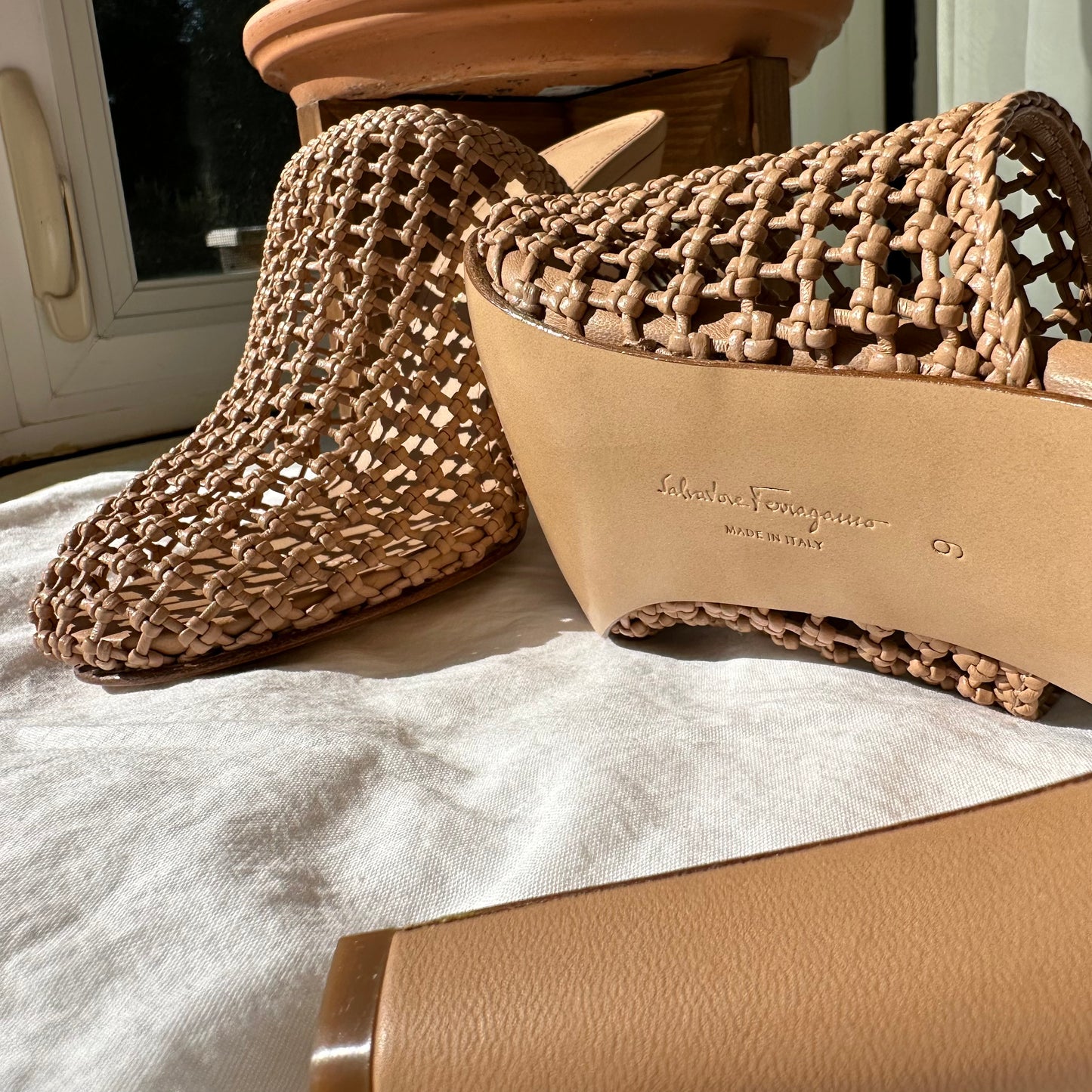 Salvatore Ferragamo Ellas X5 Caged Leather Heel Mules
