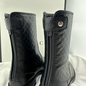 Gucci Black Leather Microguccissima Ankle Boots