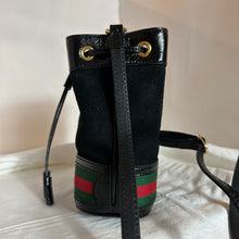 Load image into Gallery viewer, Gucci Ophidia Suede Mini Bucket Bag in Black