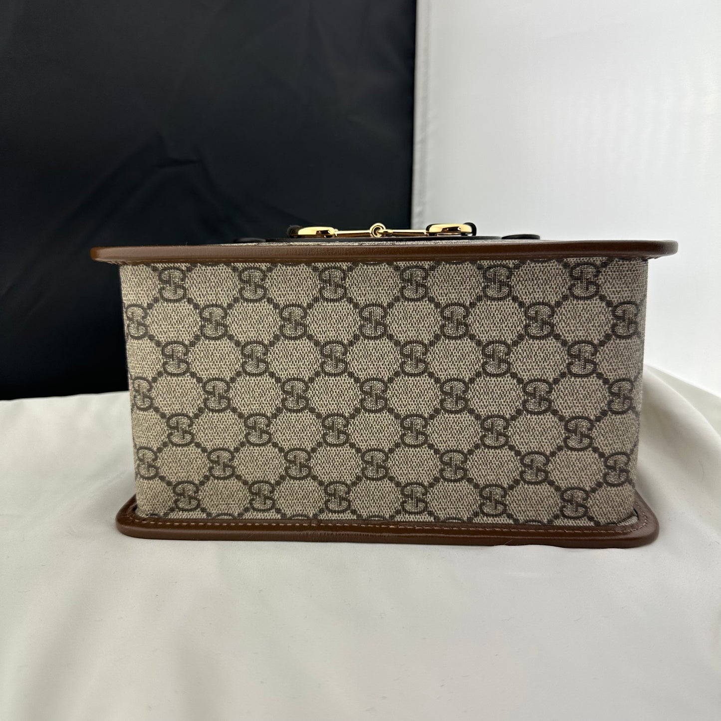 Gucci Horsebit 1955 GG Mini Top Handle Bag in Brown