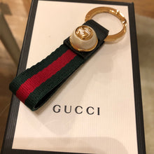 Load image into Gallery viewer, Gucci Green and Red Web Nylon Key Ring