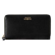 Load image into Gallery viewer, Gucci Zip Around Leather Wallet with Metallic Logo in Black