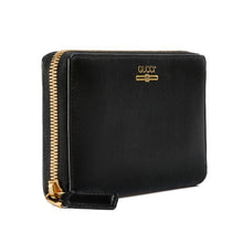 Load image into Gallery viewer, Gucci Zip Around Leather Wallet with Metallic Logo in Black