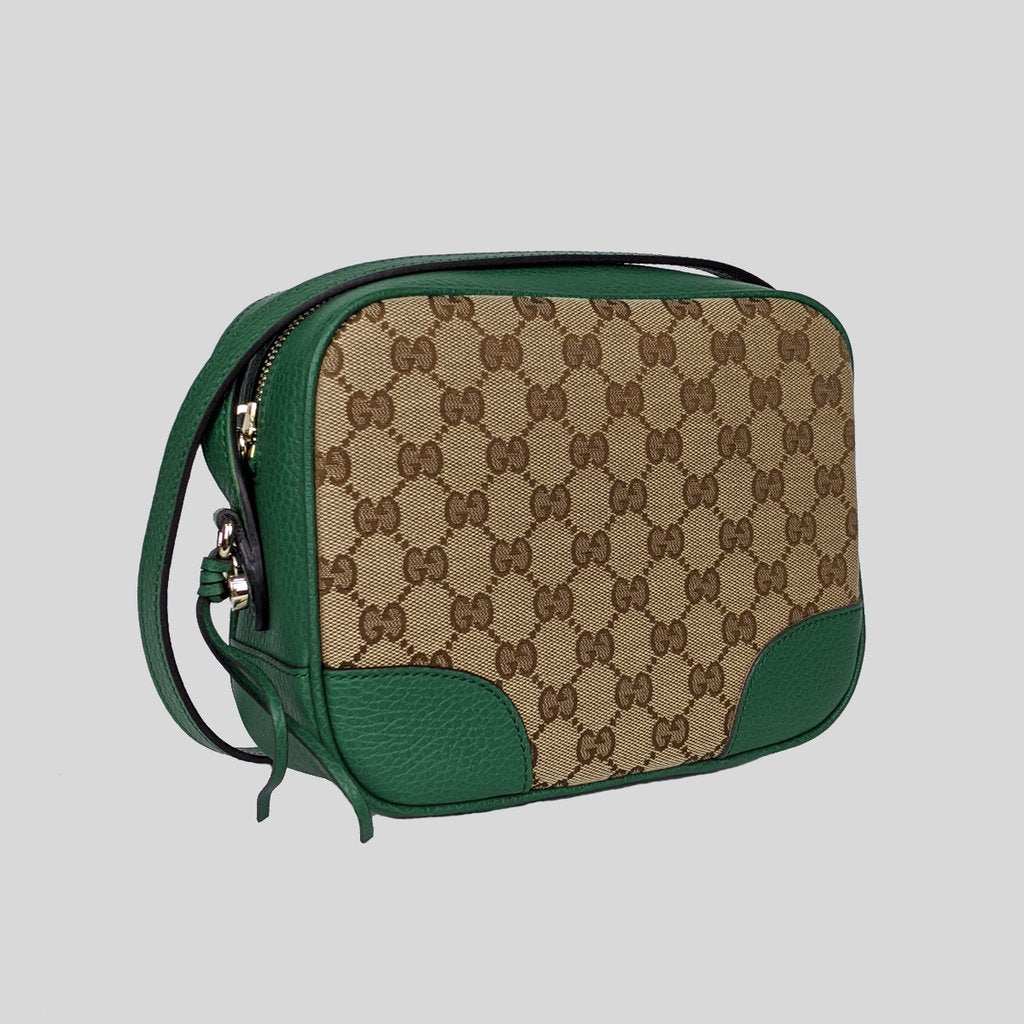 Authentic Gucci GG Marmont Matelassé Canvas CrossBody Camera Bag 447632  Green