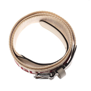 Gucci Logo Fabric Belt with Web in White