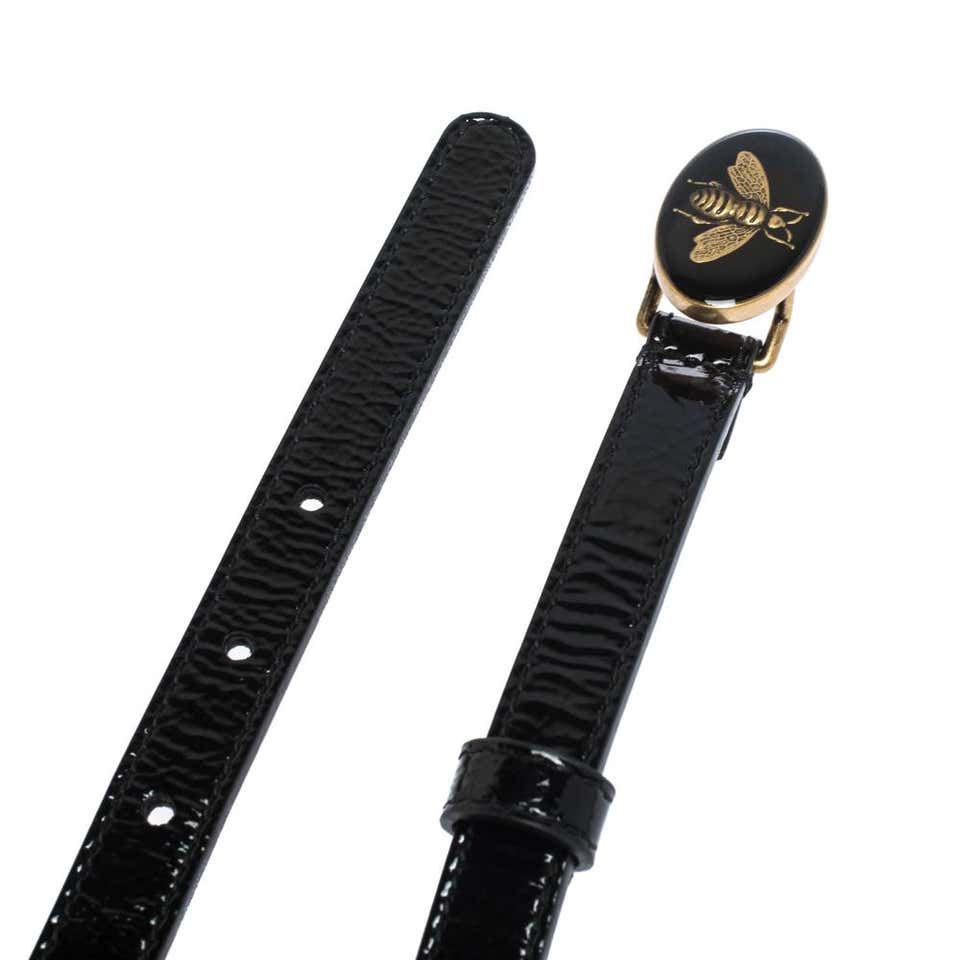 Gucci Enamel Bee Belt in Black